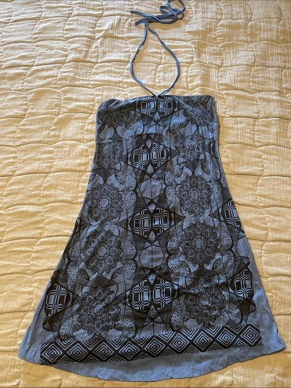 Strapless Blue Floral Print Sundress
